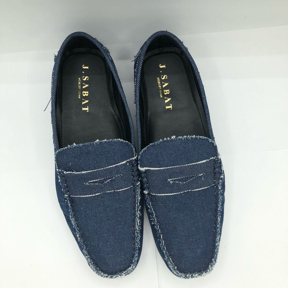 Sz 10 J.Sabat men shoes denim blue loafers  NW - Picture 2 of 4